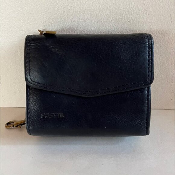 Fossil Keyper Black Leather Tri-fold Wallet ID Key Fob Clutch - Picture 4 of 10